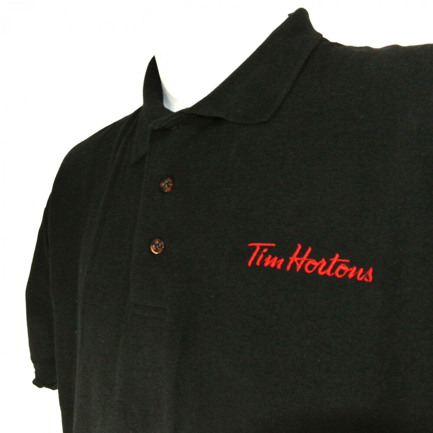 TIM HORTON'S Employee Uniform Polo Shirt Black Size L Large NEW