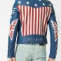 Balmain American Flag Print Leather Jacket &acirc;�� New