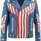 Balmain American Flag Print Leather Jacket β New Balmain American Flag Print Leather Jacket β New