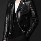 Prorsum asymmetric zip Black Leather Biker Jacket – New