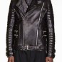 Balmain Black Leather ribbed Jacket &acirc;�� New