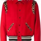 YSL RED VARSITY TEDDY JACKET WITH LEOPARD DETAILS β NEW YSL RED VARSITY TEDDY JACKET WITH LEOPARD DETAILS β NEW