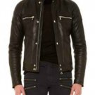 Balmain Collarless Leather Biker Jacket – New