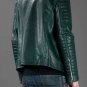 Balmain Dark Green Collarless Leather Biker Jacket &acirc;�� New