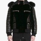 Balmain Fur Trim Quilted Velvet & Leather Bomber Jacket – New