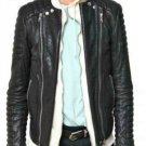 BALMAIN GOATSKIN SS12 Zip Padded Biker leather jacket – New