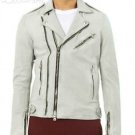 Balmain Grey Leather Biker Jacket – New Balmain Grey Leather Biker Jacket – New