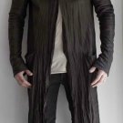 Obscur Drapped Sides Washed Leather Coat - New Obscur Drapped Sides Washed Leather Coat - New