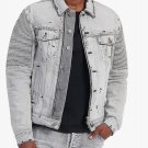 Balmain Ripped jacket in faded light gray denim and ribbed inserts - New Balmain Ripped jacket in faded light gray denim and ribbed inserts - New