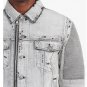 Balmain Ripped jacket in faded light gray denim and ribbed inserts - New