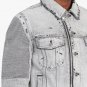 Balmain Ripped jacket in faded light gray denim and ribbed inserts - New