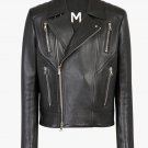 Balmain Black Leather Biker Jacket - New Balmain Black Leather Biker Jacket - New