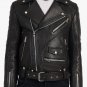 Balmain Black quilted leather biker jacket