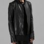 Julius Black Mid High Neck Leather Jacket - New