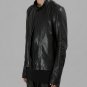 Julius Black Mid High Neck Leather Jacket - New