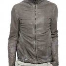 Julius Gray Washed Leather Jacket - New