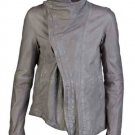 Julius Men's Gray Funnel Neck Leather Jacket - New