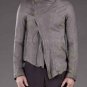 Julius Men's Gray Funnel Neck Leather Jacket - New