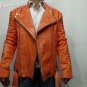 Balmain Orange Leather Biker Jacket &acirc;�� New