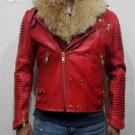 PRORSUM MOTO LEATHER JACKET LAMBSKIN REAL RACCOON FUR
