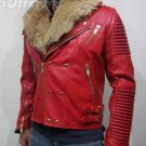 PRORSUM MOTO LEATHER JACKET LAMBSKIN REAL RACCOON FUR