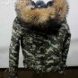 Balmain QUILTED COTTON CAMO FUR TRIM WITH REAL RACCOON FUR-NEW