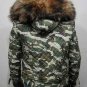 Balmain QUILTED COTTON CAMO FUR TRIM WITH REAL RACCOON FUR-NEW