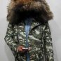Balmain QUILTED COTTON CAMO FUR TRIM WITH REAL RACCOON FUR-NEW