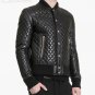 Balmain Quilted Men&acirc;��s Leather Bomber Varsity Jacket &acirc;�� New