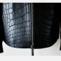 FREDO FERRUCCI Black Crocodile Alligator Leather Bomber Jacket