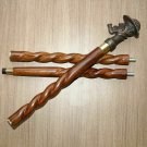 Sherlock Holmes Head Twist Brown Cane Vintage Beautiful Wooden Walking Stick 36"