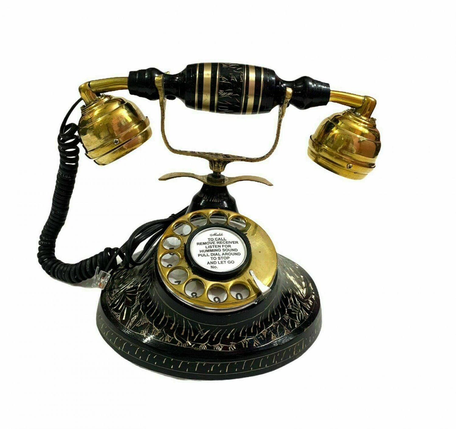 Vintage Nautical Antique Solid Brass Rotary Dial Working Telephone For Decor
