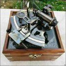 Collectible Brass German Astrolabe Marine Nautical Sextant & Wooden Box Gift