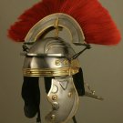 18GA SCA Medieval Knight Roman Gallic Centurian Helmet With Red Plume Halloween