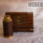 Vintage Mini Spyglass Brass Telescope BrownLeather Cover with Wooden Box