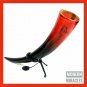 Viking Drinking Horn with Stand for Beer Wine, Ox Red Polished Drinking Mug