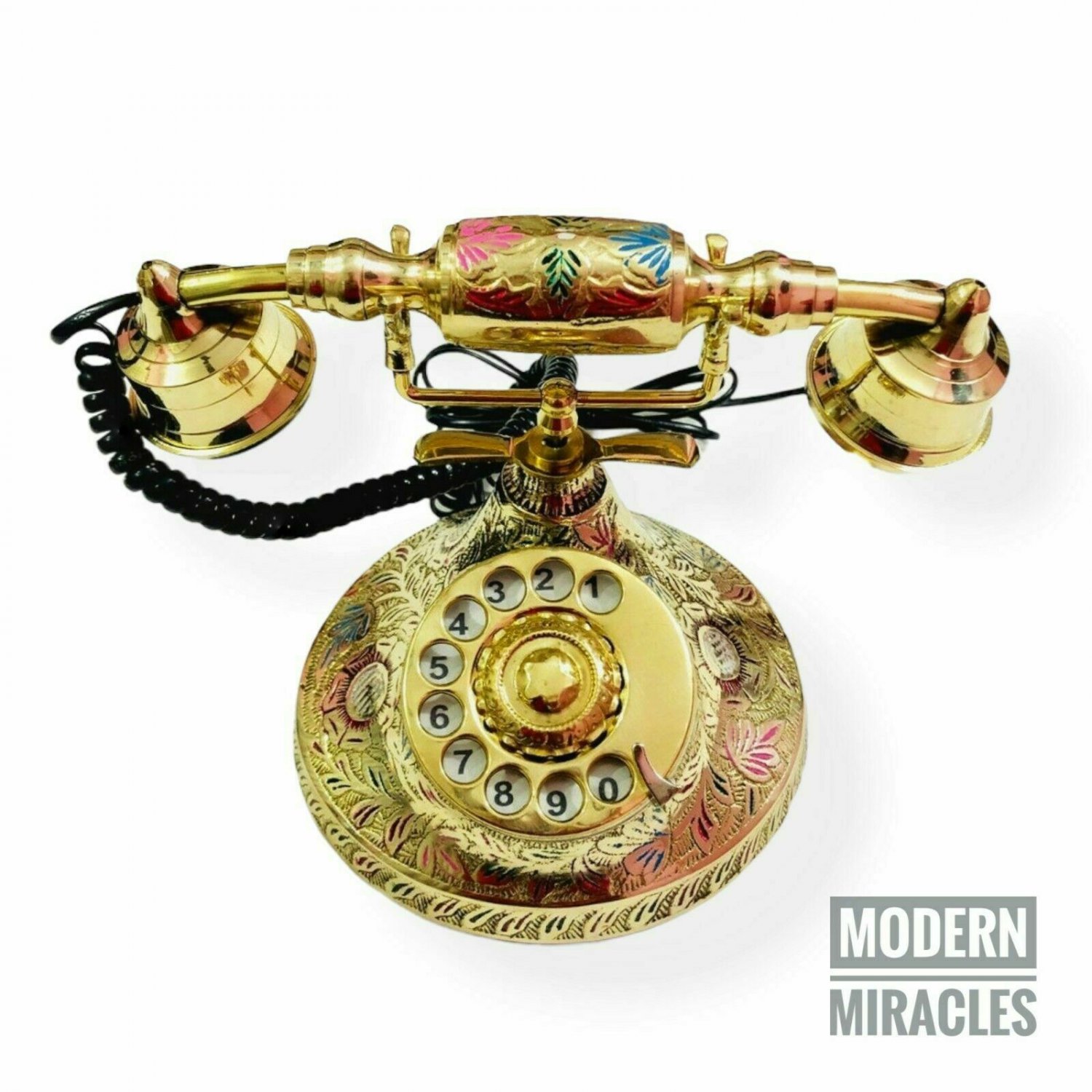 Brass Retro Style Rotary Dial Antique Telephone Vintage Handmade Decor Telephone
