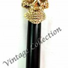 Skull Head Solid Brass Handle Black Wooden Walking Stick Vintage Nautical Canes