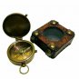 Maritime 1.9" Brass Compass & Leather Cover Antique Vintage Compass Engrave Gift