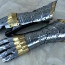 Halloween Armor Gauntlets Steel Gloves Halloween Pair With Brass Accents Medieva