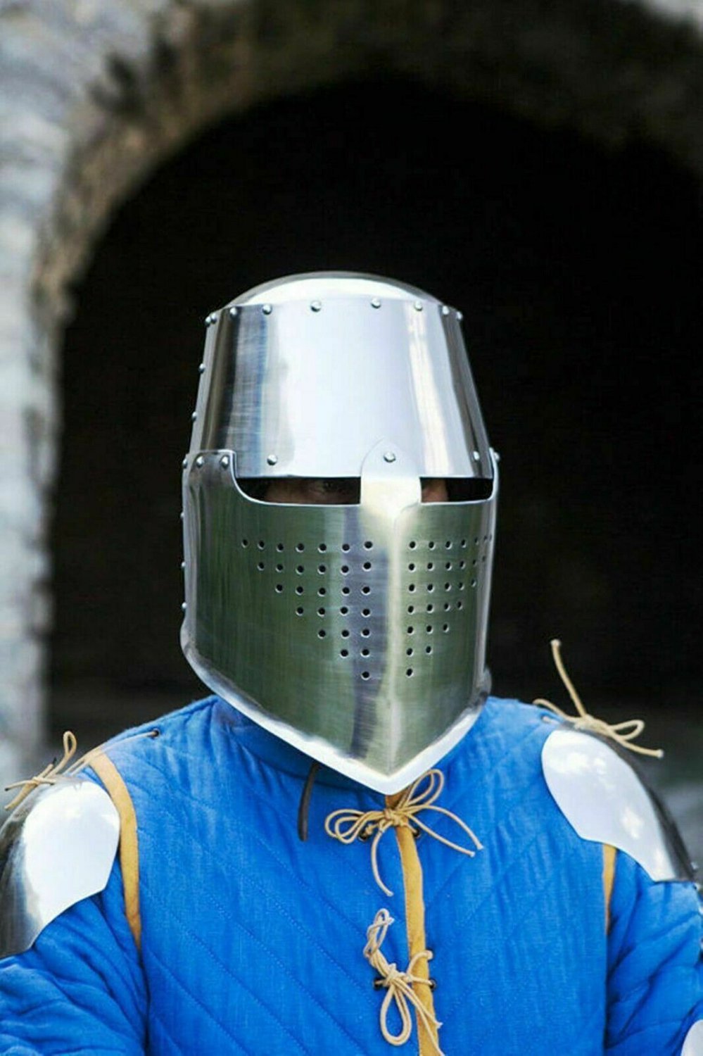 Medieval Crusader Helmet, Medieval Knight Armour Helmet~ Bucket Helmet Gift item