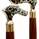 Brass Handle Vintage Style Wooden Shaft Walking Cane Stick Victorian Style Gift