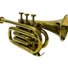 Vintage Polish Brass Trumpet Pocket Bugle Horn 3 Valve Mouthpiece Best for Gift
