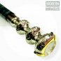 Antique Brass Victorian Walking Stick with Clock Leather Engraved Cane Gift