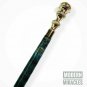 Antique Brass Victorian Walking Stick with Clock Leather Engraved Cane Gift