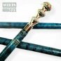 Antique Brass Victorian Walking Stick with Clock Leather Engraved Cane Gift