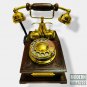Vintage Brass Telephone Etching Wooden Rotary Dial Maharaja Engraved Telephone