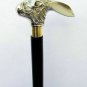 Victorian Solid Brass Silver Rabit Head Handle Hard Wooden Walking Stick Gift