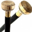 Antique nautical 3 fold brass handle wooden walking stick victorian canes gift