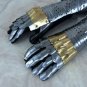 Armor Gauntlets Steel Gloves Halloween Pair With Brass Accents Medieval Knight